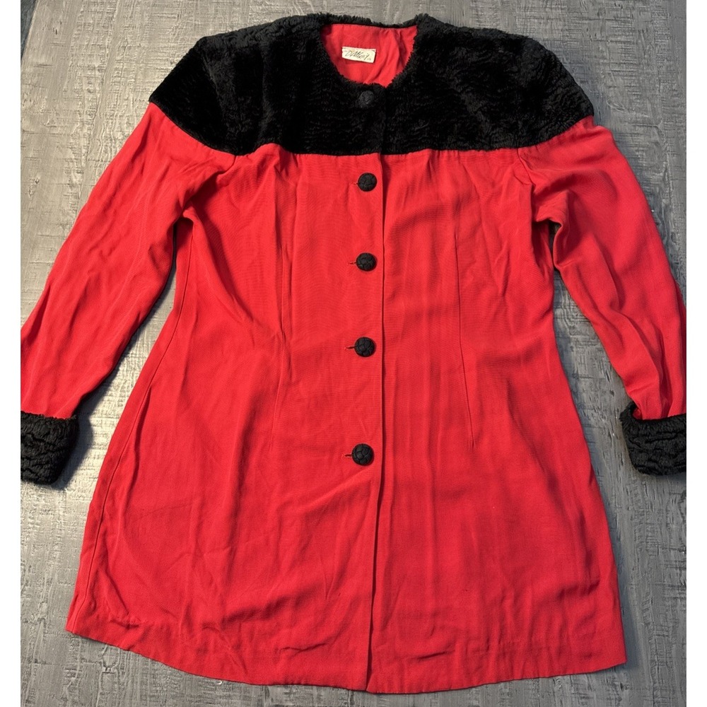 Vintage D'Albert Red and black Lightweight Mid Length   Jacket Made In USA 1980s